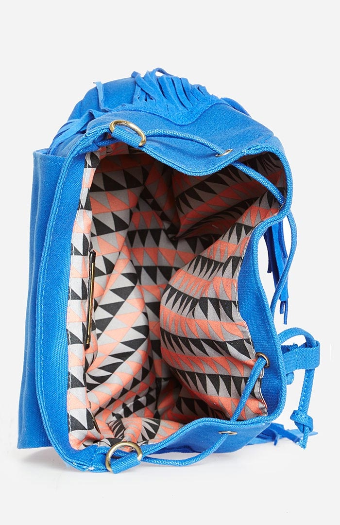 Suede Fringe Convertible Backpack in Royal Blue DAILYLOOK