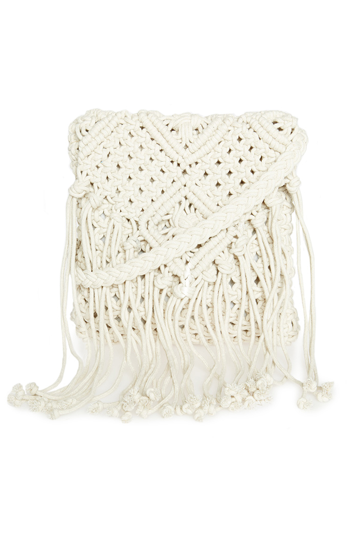 Crochet Fringe Purse in Beige DAILYLOOK