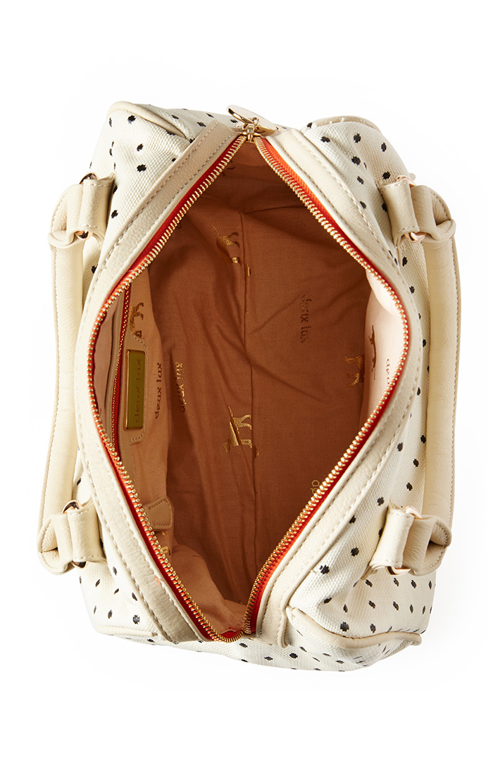 Deux Lux Dottie Vegan Leather Duffle Purse in Ivory DAILYLOOK