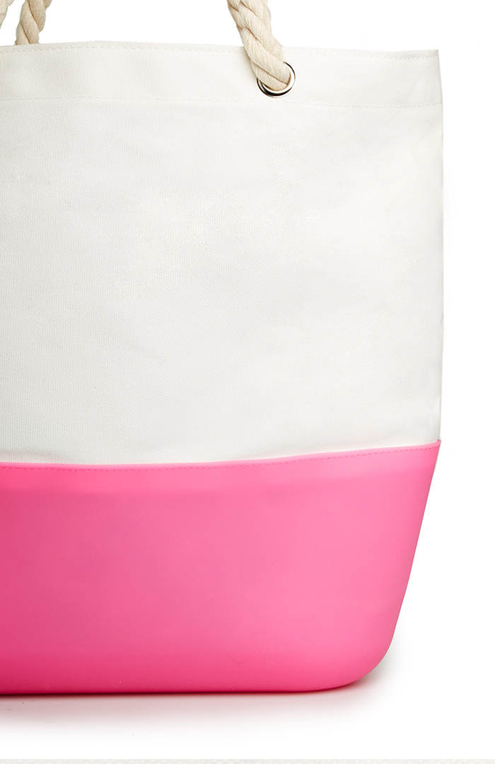 Silicone Bottom Beach Tote in Pink DAILYLOOK