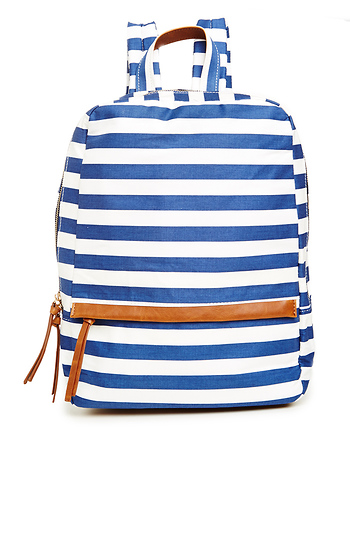 black and white stripe backpack