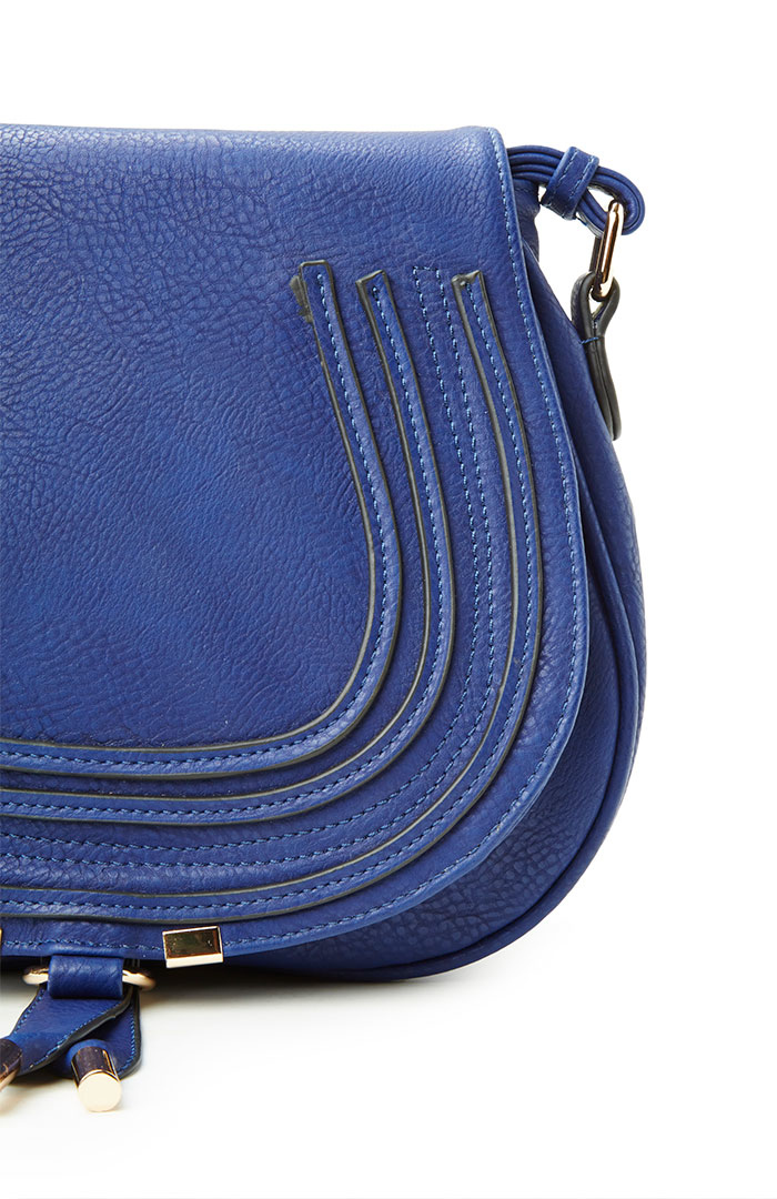 Classic Vegan Leather Saddlebag Purse in Navy DAILYLOOK