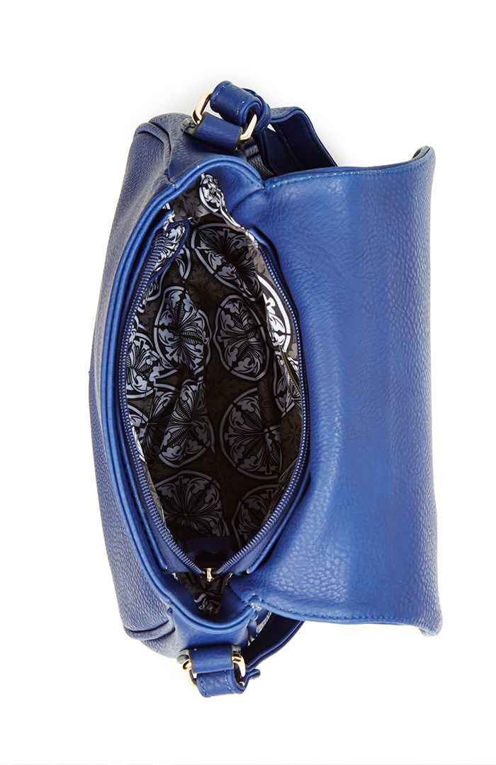 Classic Vegan Leather Saddlebag Purse in Navy DAILYLOOK