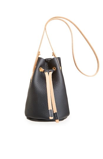 CHC Small Leather Bucket Bag in Black | DAILYLOOK