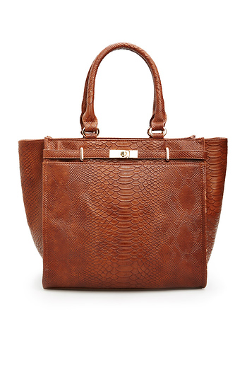 Reptile Embossed Work Tote Slide 1