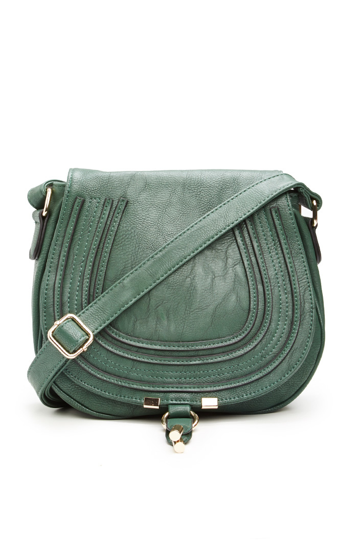Classic Vegan Leather Saddlebag Purse in Green DAILYLOOK