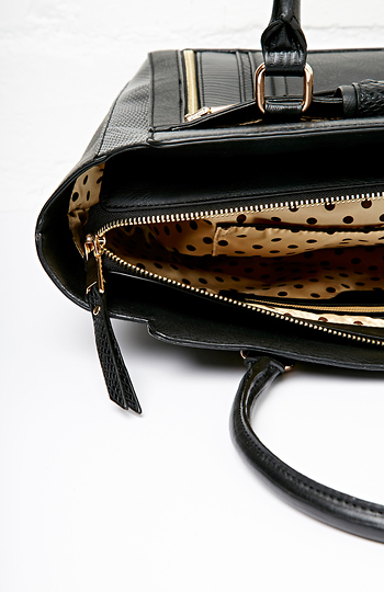 vegan leather tote with zipper