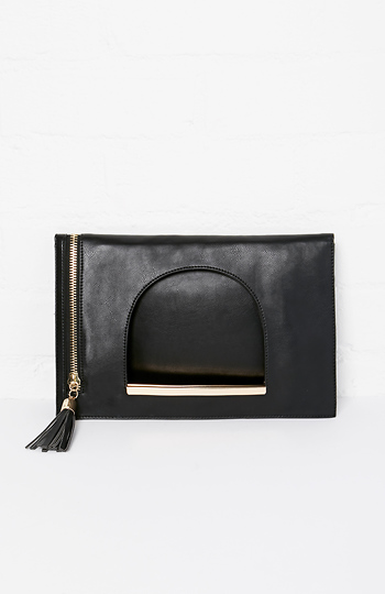 Fold Over Vegan Leather Side Zipper Clutch Slide 1