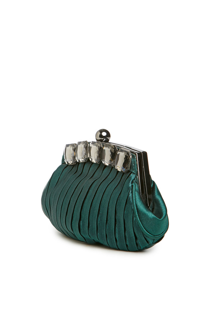 Miss Stone Satin Clutch in Green DAILYLOOK