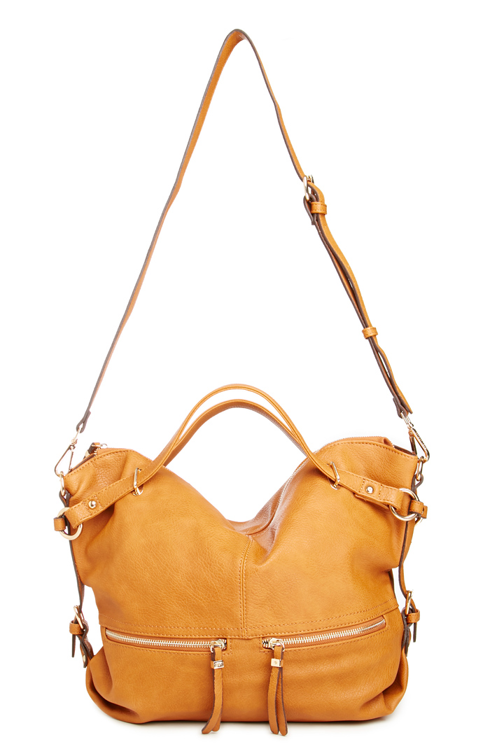 Sadler Vegan Leather Shoulder Bag in Camel DAILYLOOK