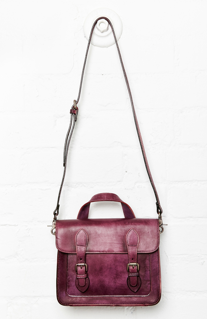 Jesslyn Blake Double Buckle Leather Messenger Bag in Purple DAILYLOOK