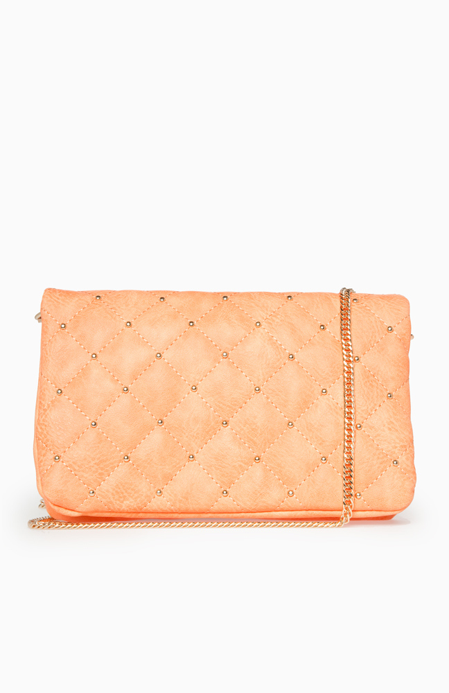 Quilted Stud Clutch in Coral DAILYLOOK