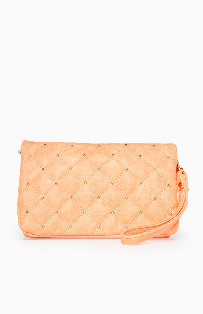 Quilted Stud Clutch in Coral DAILYLOOK