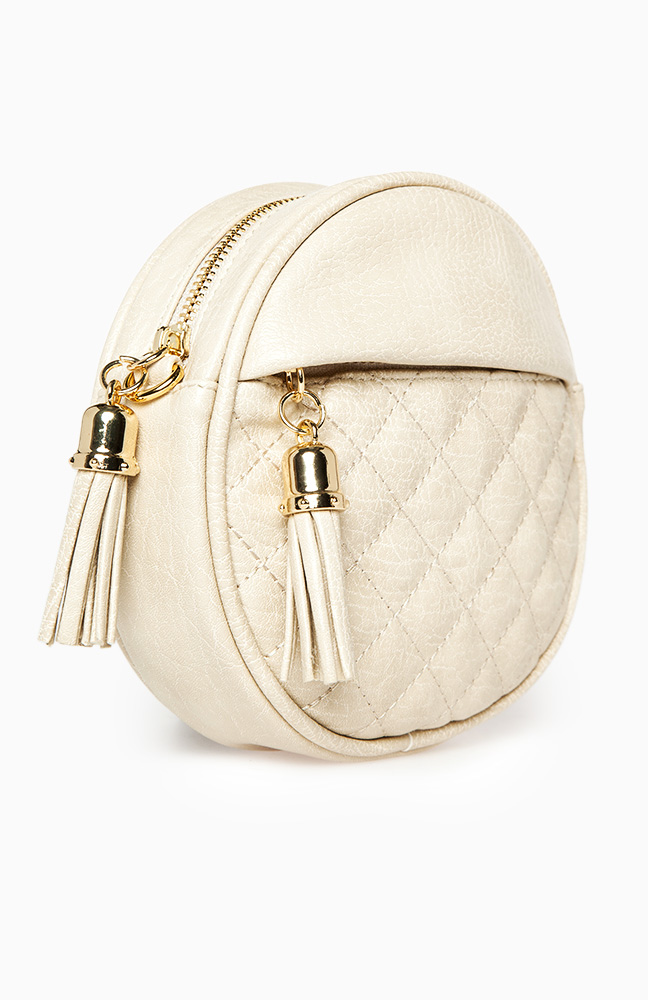 Quilted Round Mini Purse in Ivory DAILYLOOK