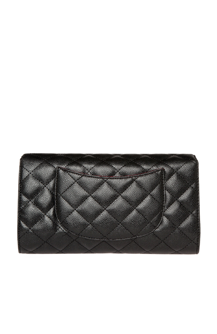 chain handle quilted clutch black