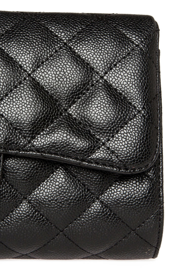 chain handle quilted clutch black