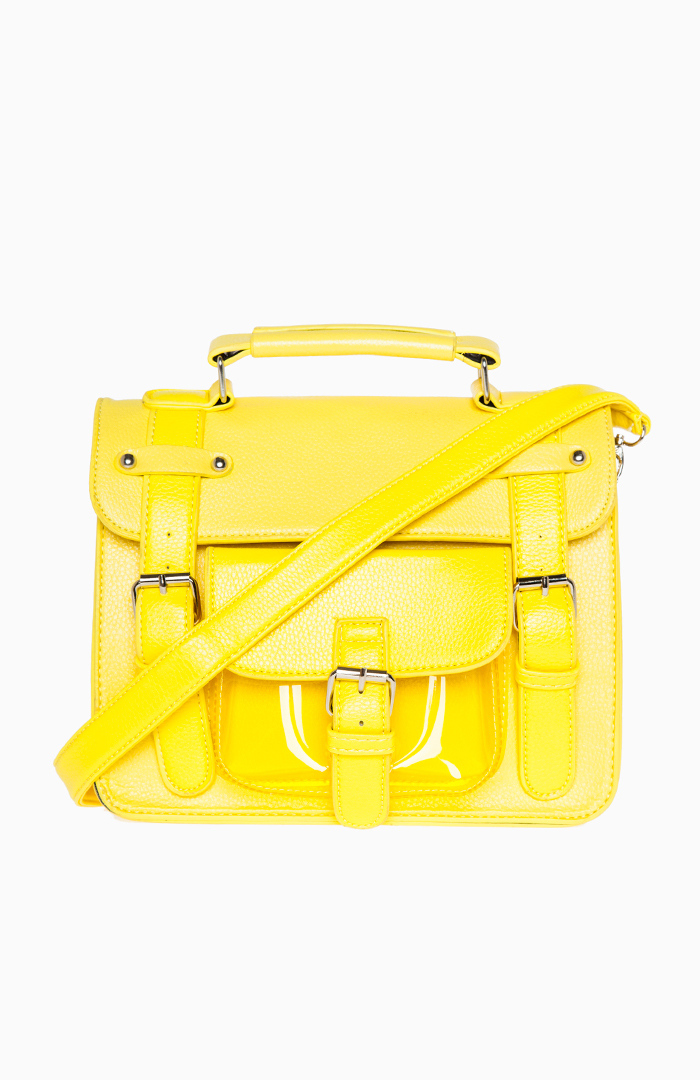 Neon Three Strap Satchel in Yellow | DAILYLOOK