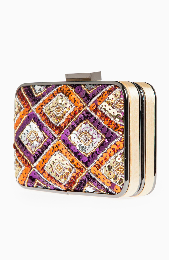 Sequined Box Clutch in Purple DAILYLOOK