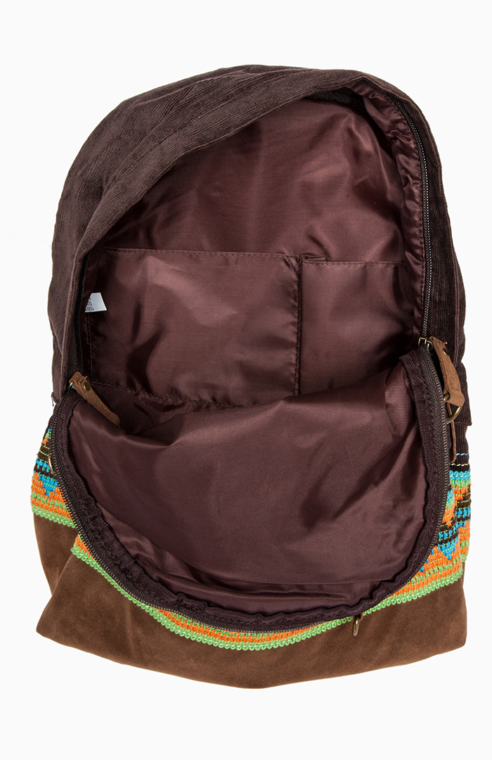 Embroidered Corduroy Backpack in Brown DAILYLOOK