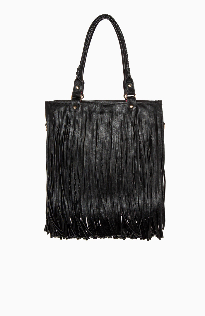 Fully Fringed Purse in Black DAILYLOOK