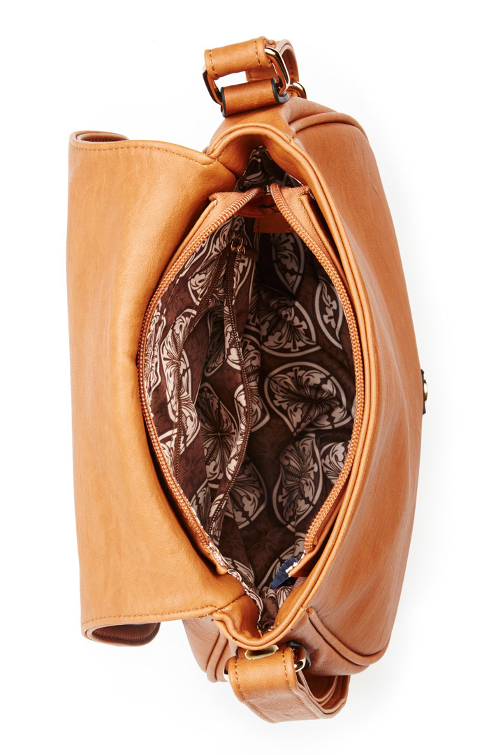 Classic Vegan Leather Saddlebag Purse in Camel DAILYLOOK