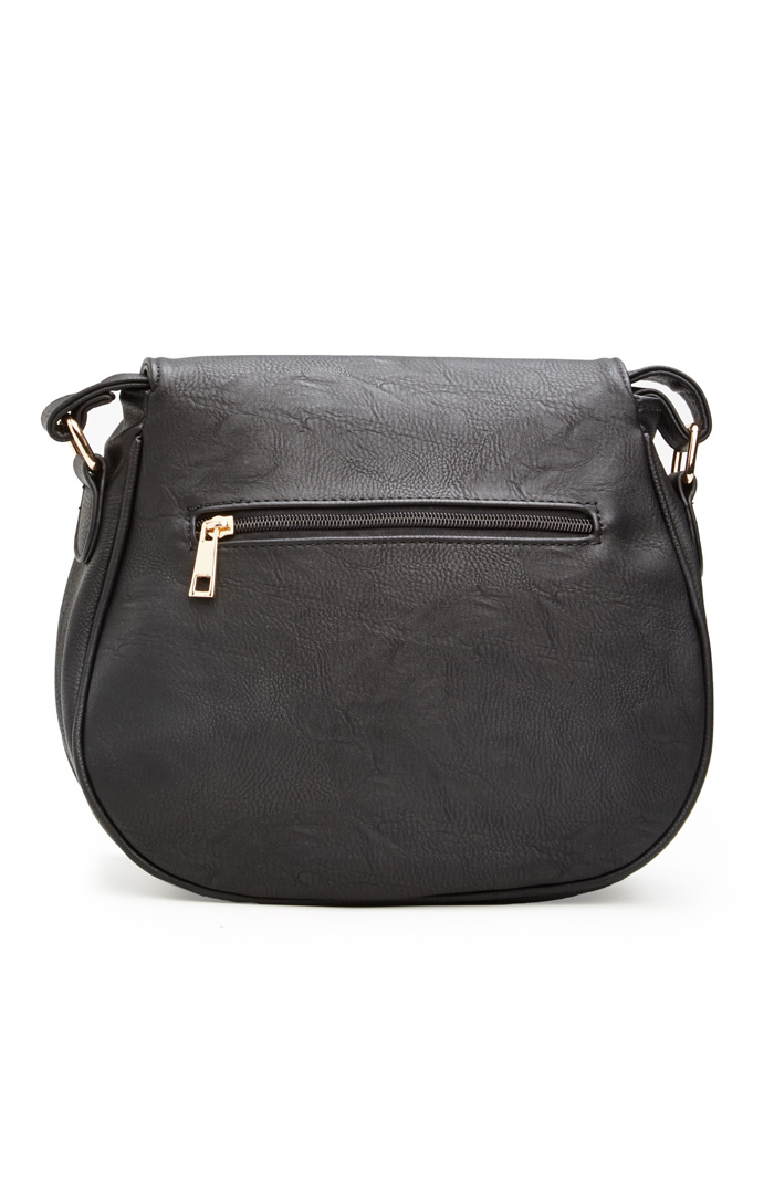 Classic Vegan Leather Saddlebag Purse in Black DAILYLOOK