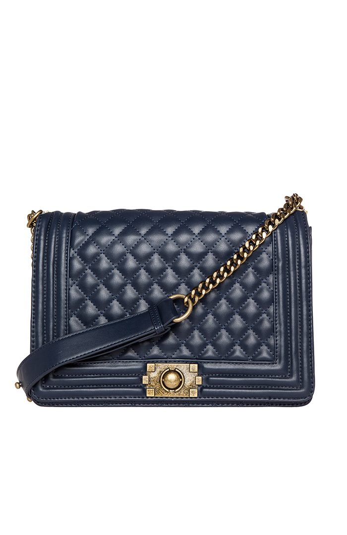 Large Classic Quilted Purse in Navy | DAILYLOOK