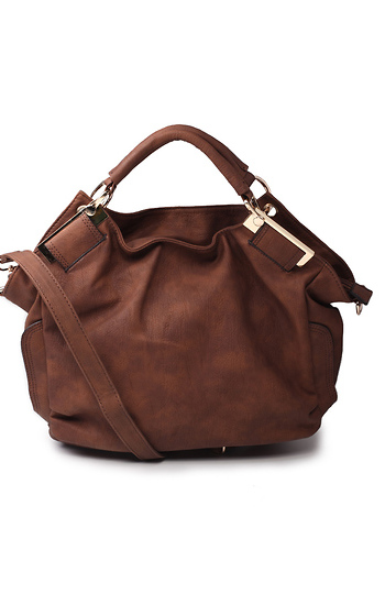 Faux Leather Slouch Hobo Bag Slide 1