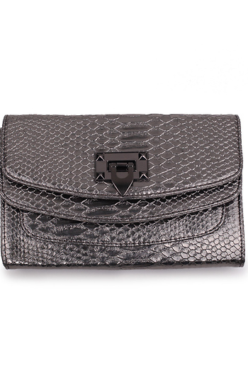 Metallic Pewter Envelope Clutch Slide 1