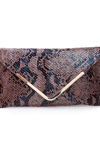 Metallic Animal Scale Envelope Clutch Slide 1