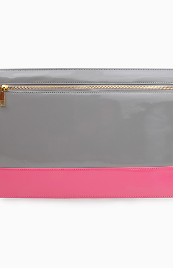 Pink and Grey Color Block Clutch Slide 1