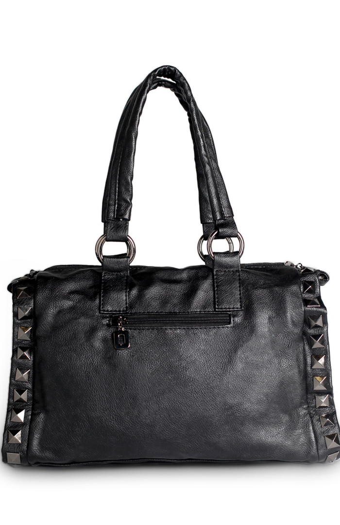 Leather Studded Duffel Bag in Black | DAILYLOOK