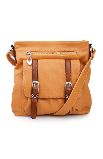 small tan satchel