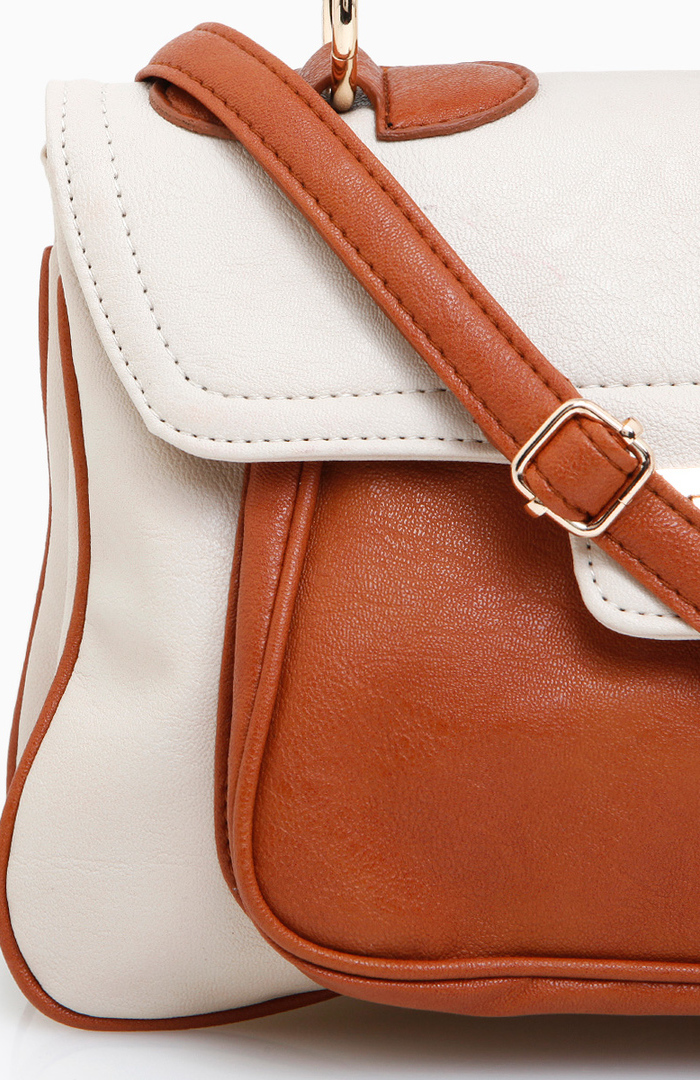 Schoolbag Style Satchel in Cream DAILYLOOK