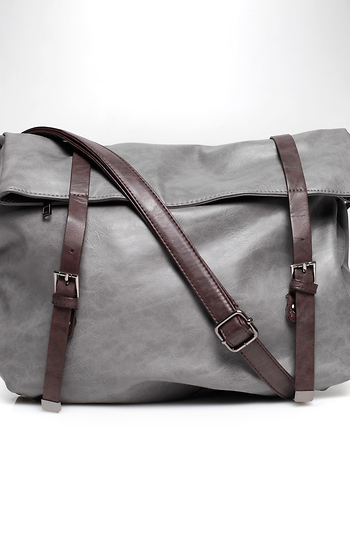 Faux Leather Messenger Bag Slide 1