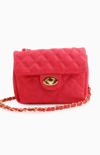 Quilted Coral Cross Body Bag Slide 1