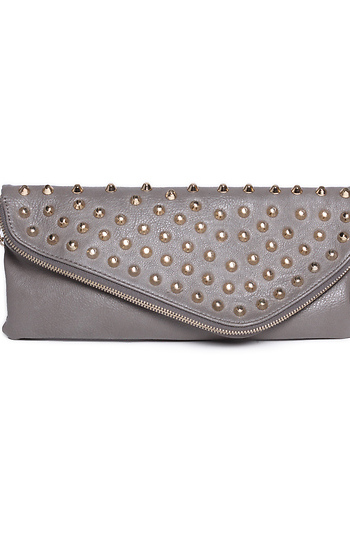 Studded Asymmetric Leather Clutch Slide 1