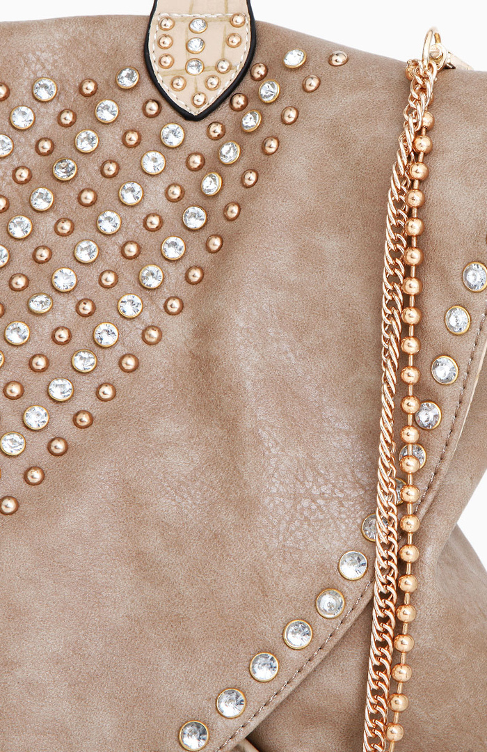 beige studded bag