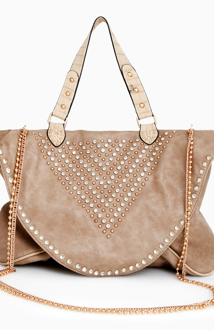 beige studded bag