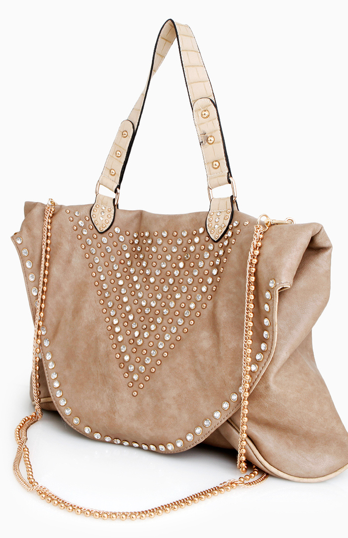 Casual Chic Studded Bag in Beige DAILYLOOK