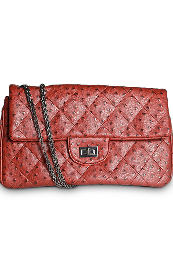 Faux Ostrich Leather Bag Slide 1