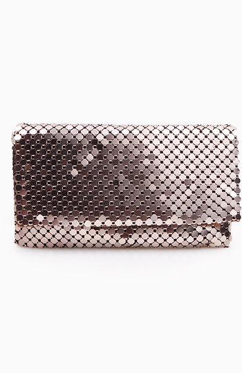 Mocha Mesh Foldover Clutch Slide 1