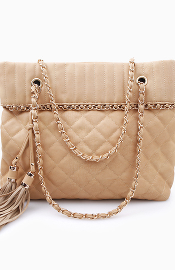 Quilted Fringe Tote Slide 1