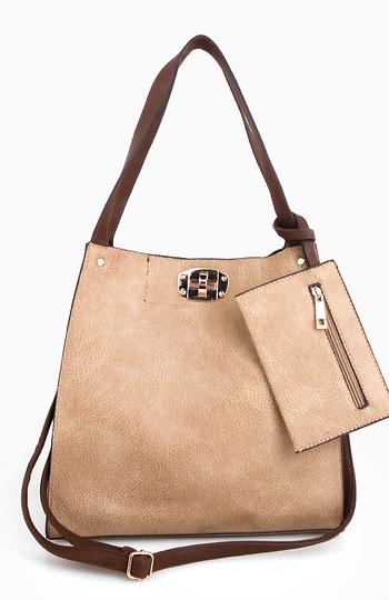 Pebbled Tote Bag with Coin Purse Slide 1