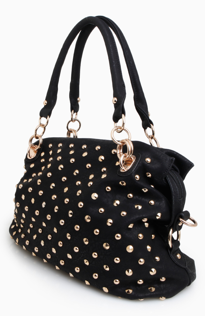 Mixed Studded Shoulder Bag in Black DAILYLOOK