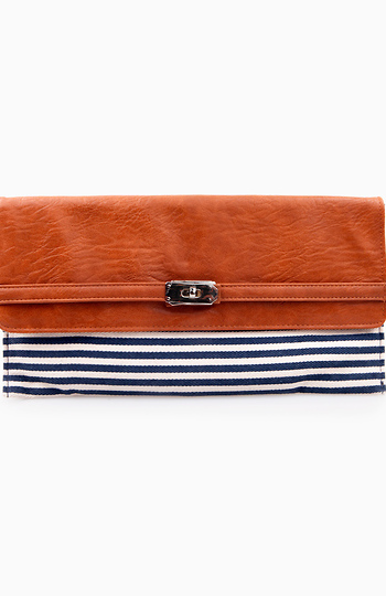 Striped Canvas Clutch Slide 1