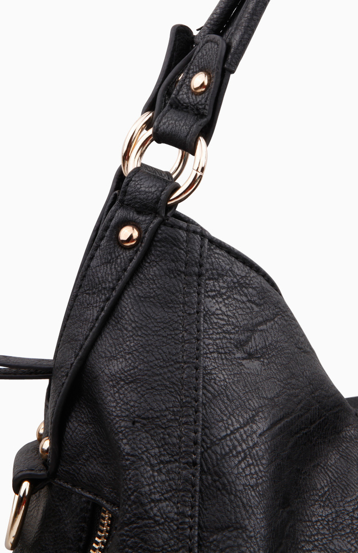 Black Zipper Hobo Bag by Alyssa