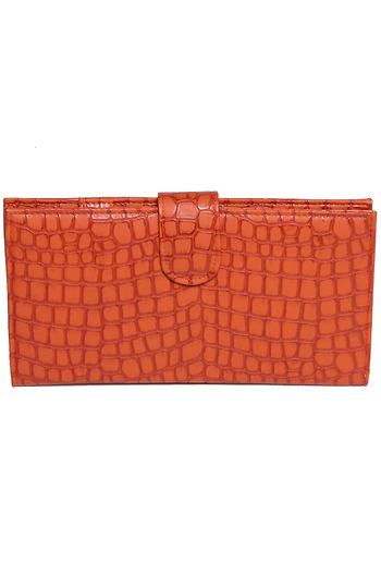 Orange Snakeskin Wallet Clutch Slide 1