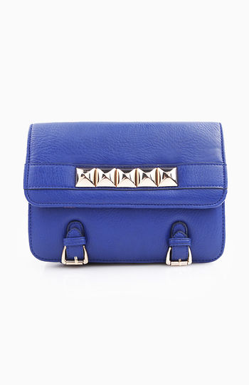 Blue Studded Satchel Slide 1