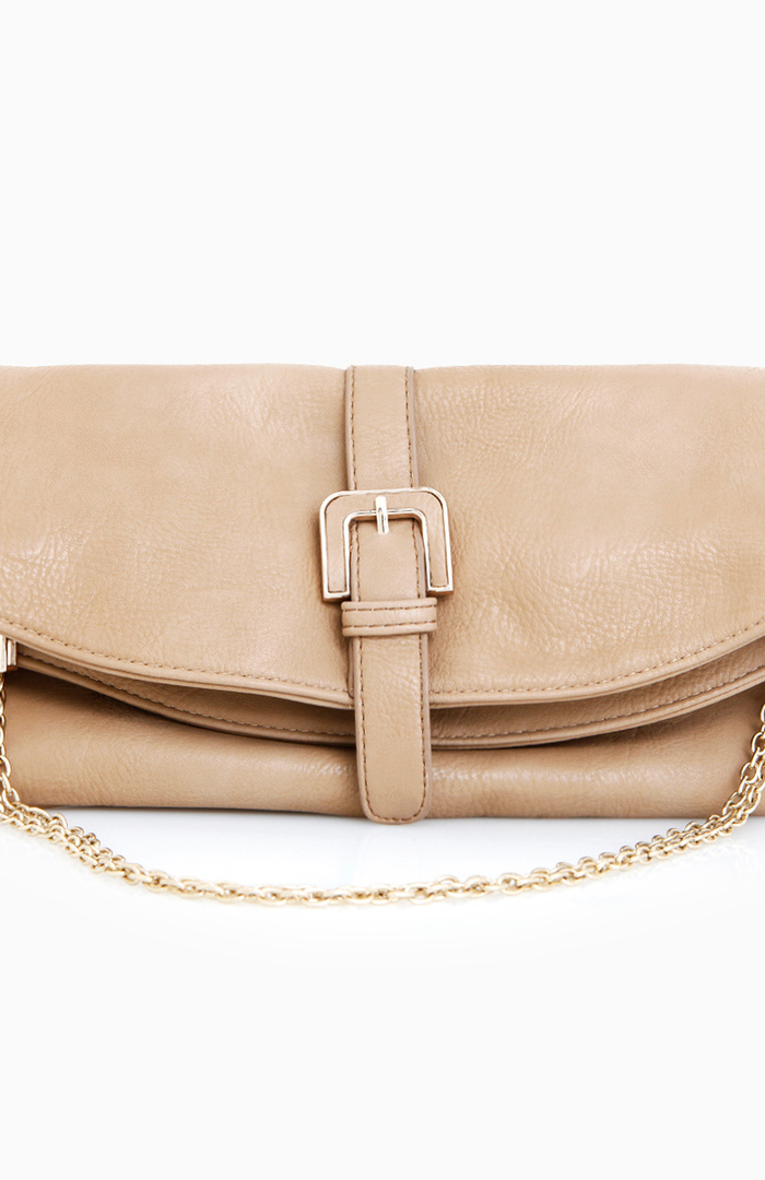 Simple Buckle Fold Over Clutch by Miztique